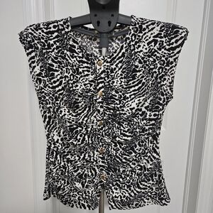 Michael Kors Black and White Patterned Blouse